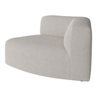 Light beige modern curved sofa with a subtle textured pattern, perfect for minimalist decor.