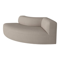 Curved beige sofa with a smooth texture and minimalist design. Perfect for modern interiors.