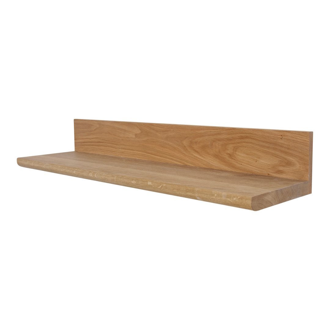 Natural wood wall shelf with a warm oak finish and smooth, minimalist design. Perfect for modern decor.