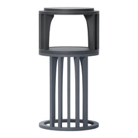Modern gray side table with a minimalist design and vertical slats, perfect for contemporary interiors.