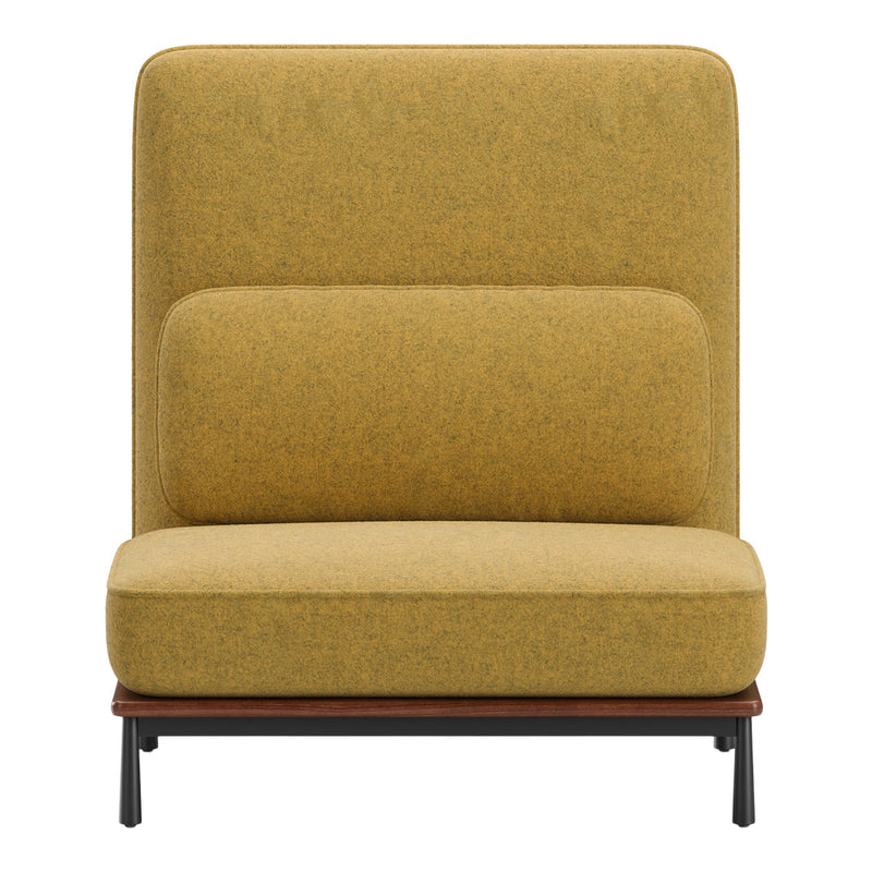 Yellow textured upholstery with clean lines and modern design. Stylish, minimalistic chair for any interior.