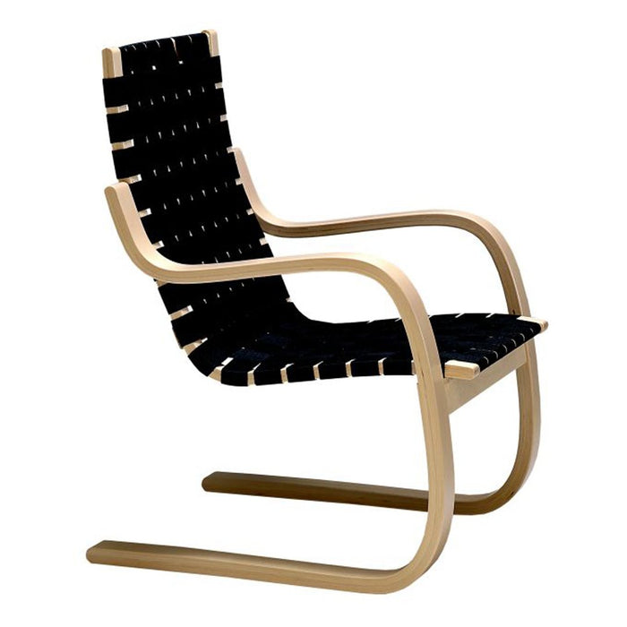 Black and white striped fabric chair with a natural wood frame, stylish and modern design perfect for any space.