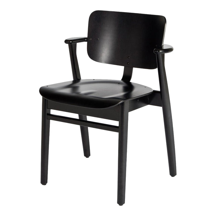 Sleek black wooden chair with a smooth finish and minimalist design. Perfect for modern decor.