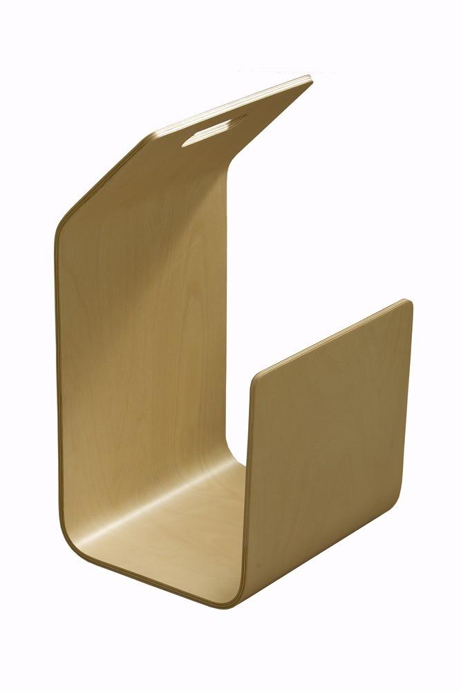 Light beige wooden bookend with a smooth, minimalist design and subtle curves, perfect for modern decor.