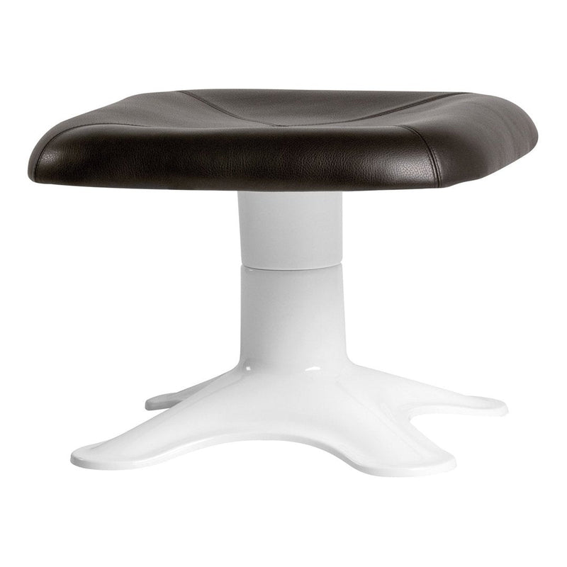 Brown padded top with a glossy white base, featuring a sleek, modern design. Perfect for contemporary interiors.