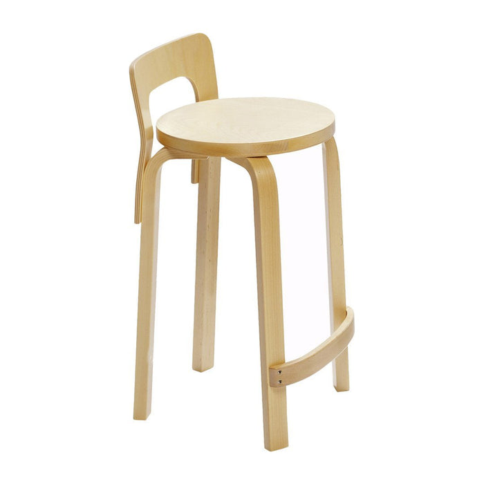 Light natural wood bar stool with a smooth finish and simple, modern design.