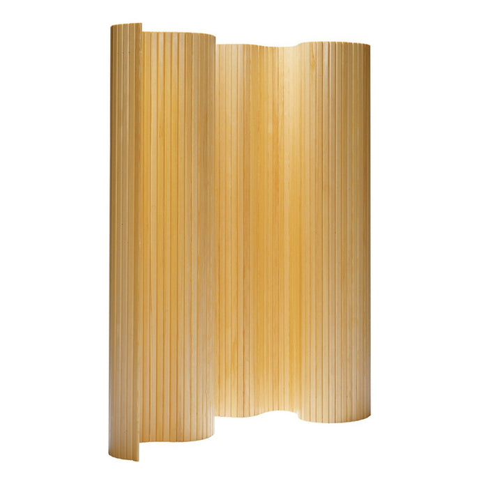 Natural wood grain design with vertical pleats in warm, light beige tones, perfect for modern decor.