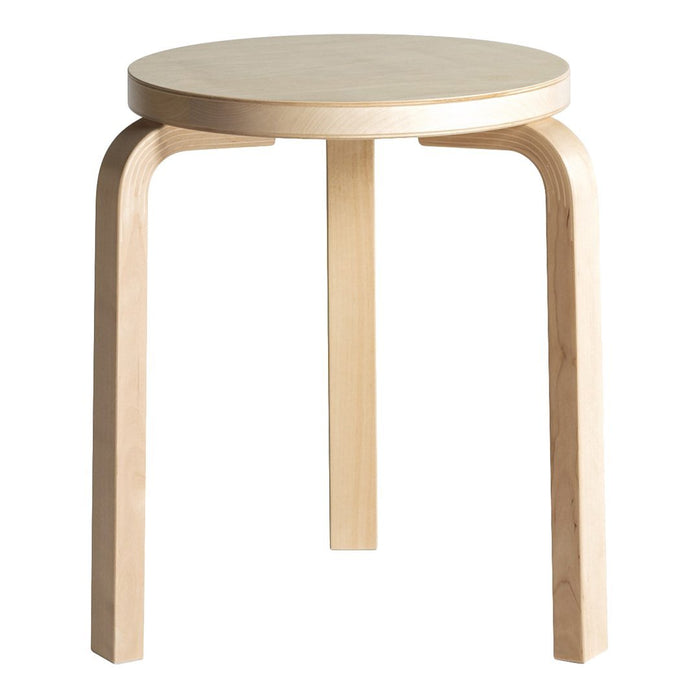 Natural light wood stool with a smooth, circular top and minimalistic design. Ideal for modern interiors.