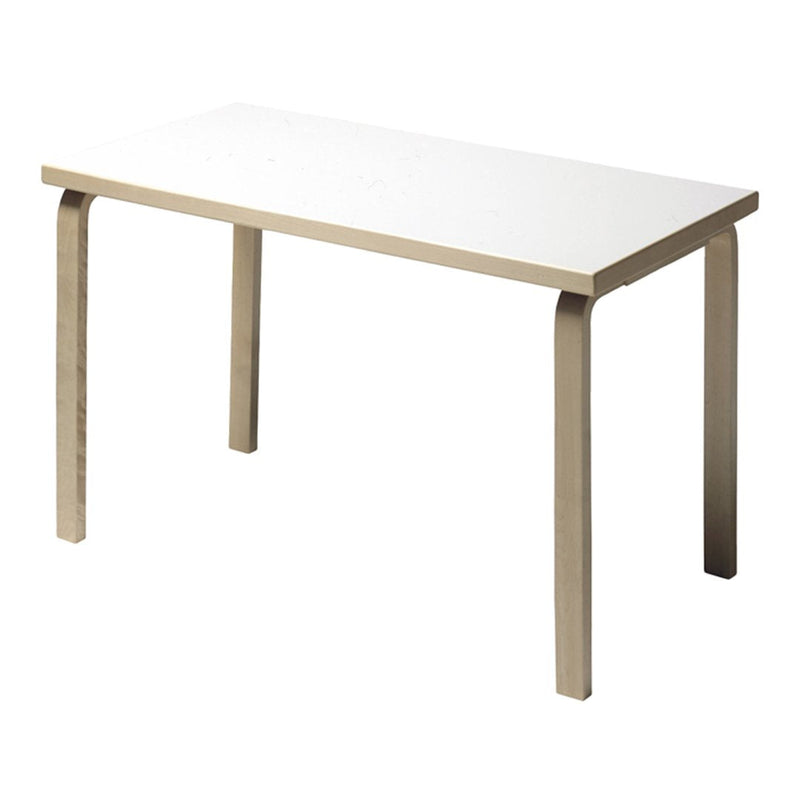 "Minimalist white tabletop with natural wood legs, perfect for modern decor."