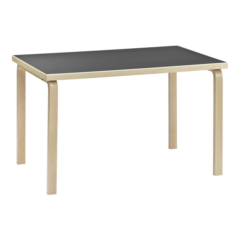 Black tabletop with light wooden legs, showcasing a sleek and modern design for versatile home decor.