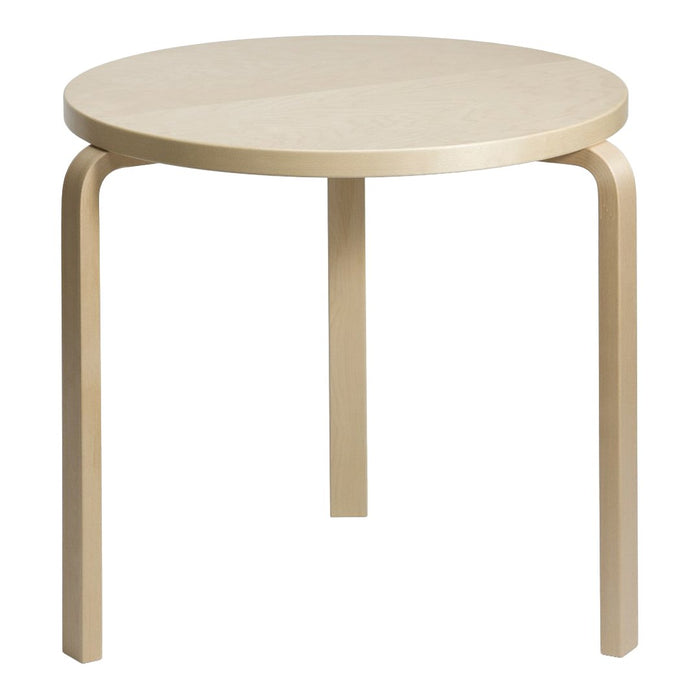 Natural wood round side table with a smooth, light finish and minimalist design. Ideal for modern decor.