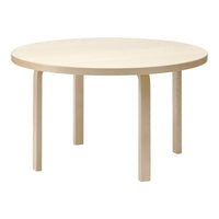 Light wood round table with a smooth, minimalist design and natural finish, perfect for modern interiors.