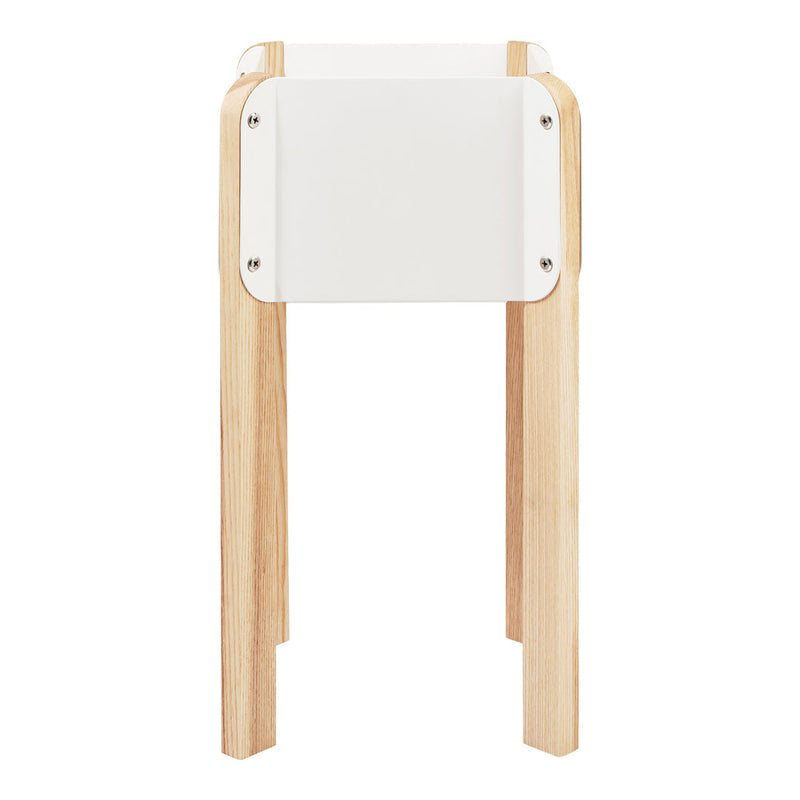 Natural wood legs with a sleek white top, featuring a minimalist design and smooth surfaces. Perfect for modern decor.
