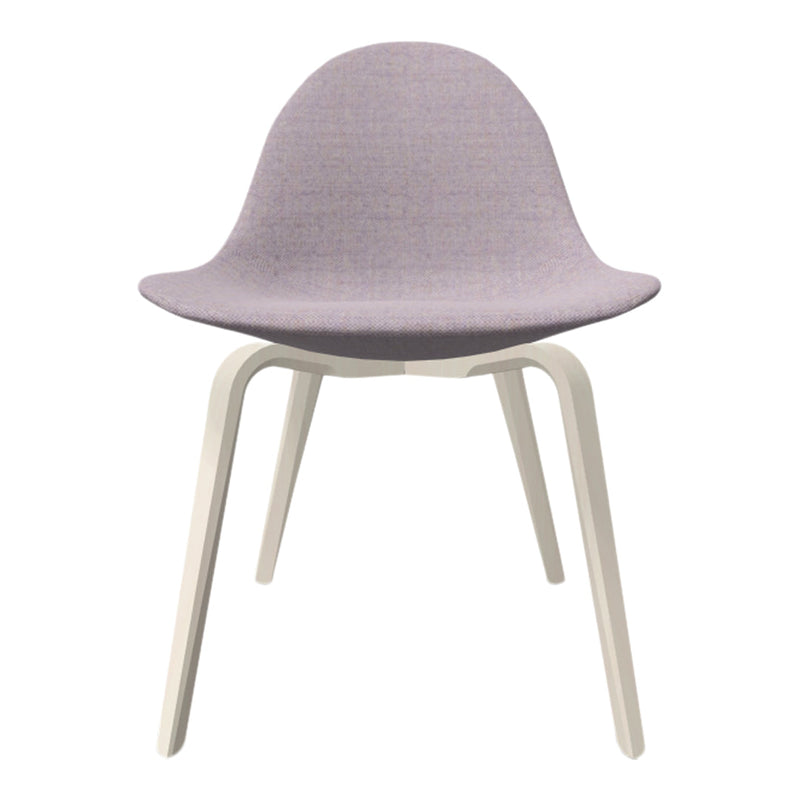 Lavender fabric chair with a smooth texture, complemented by a light beige wooden frame.