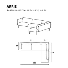 Arris Sofa - L-Shaped w/ Wide Arms  (120.1" W)