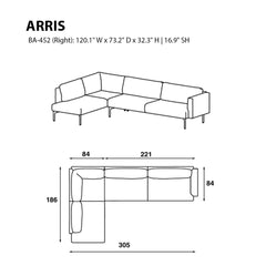 Arris Sofa - L-Shaped w/ Wide Arms  (120.1" W)