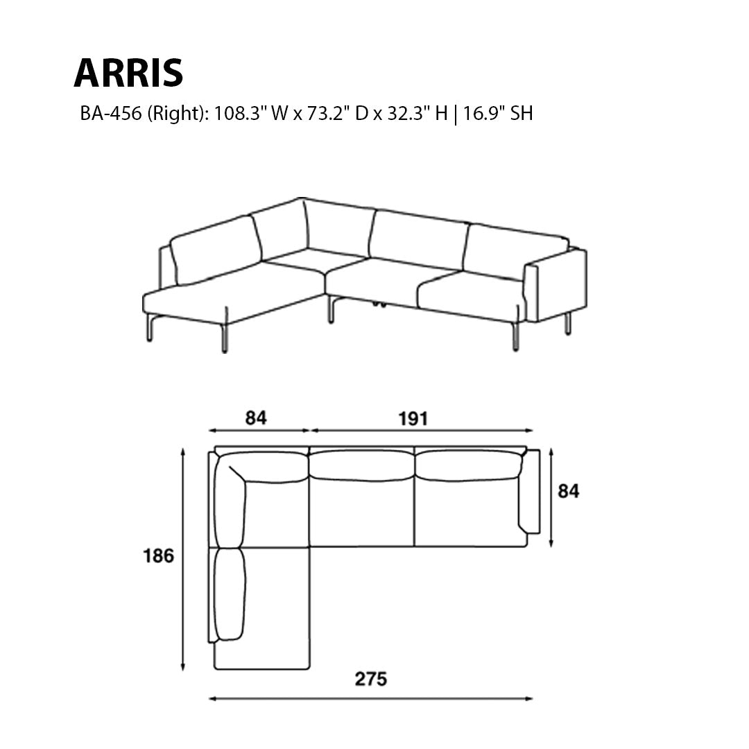 Arris Sofa - L-Shaped  w/ Wide Arms (108.3" W)