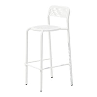 White bar stool with a woven pattern and sleek, modern design, ideal for contemporary spaces.