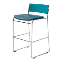 Turquoise seat and backrest with sleek chrome frame, featuring a minimalist design for modern spaces.