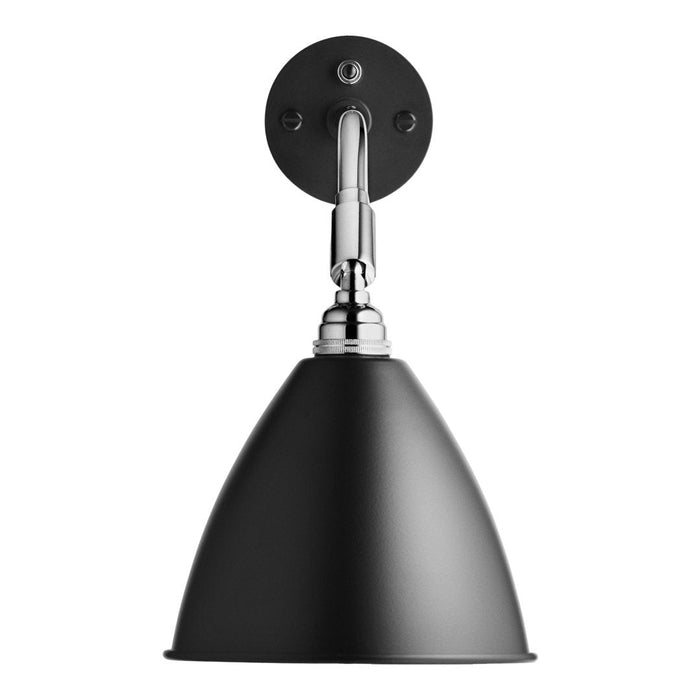 Sleek black conical lampshade with a polished chrome fixture, offering a modern minimalist aesthetic.