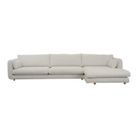 Luxe light beige sectional sofa with clean lines and soft fabric, perfect for modern living spaces.