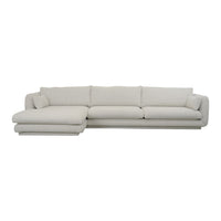 Light gray sectional sofa with a minimalist design and soft, textured fabric. Modern, versatile style for any room.