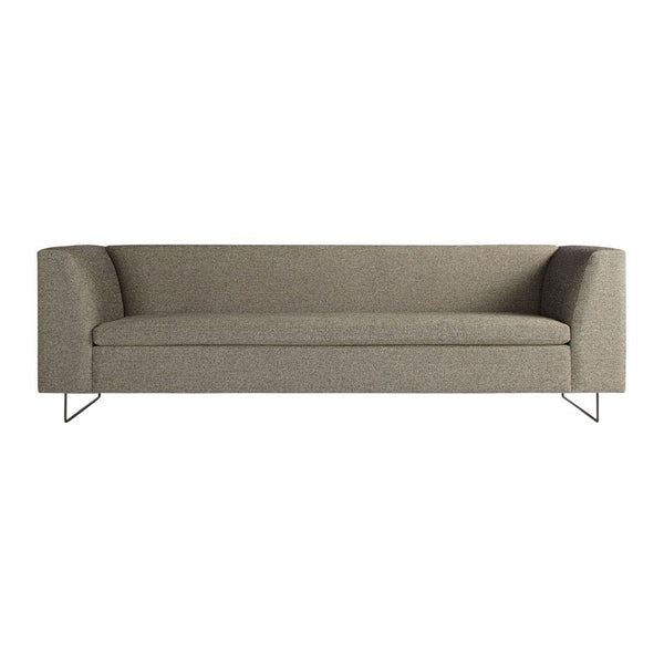 Textured gray sofa with clean lines and modern silhouette, featuring a solid color for versatile styling.