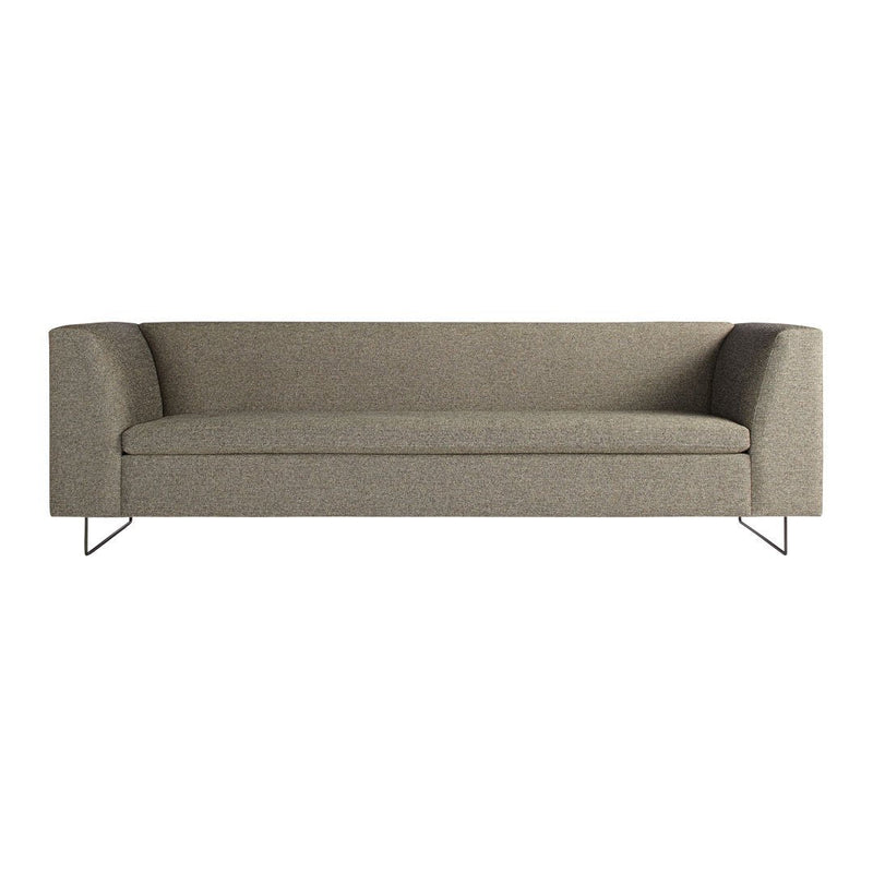 Textured gray sofa with clean lines and modern silhouette, featuring a solid color for versatile styling.