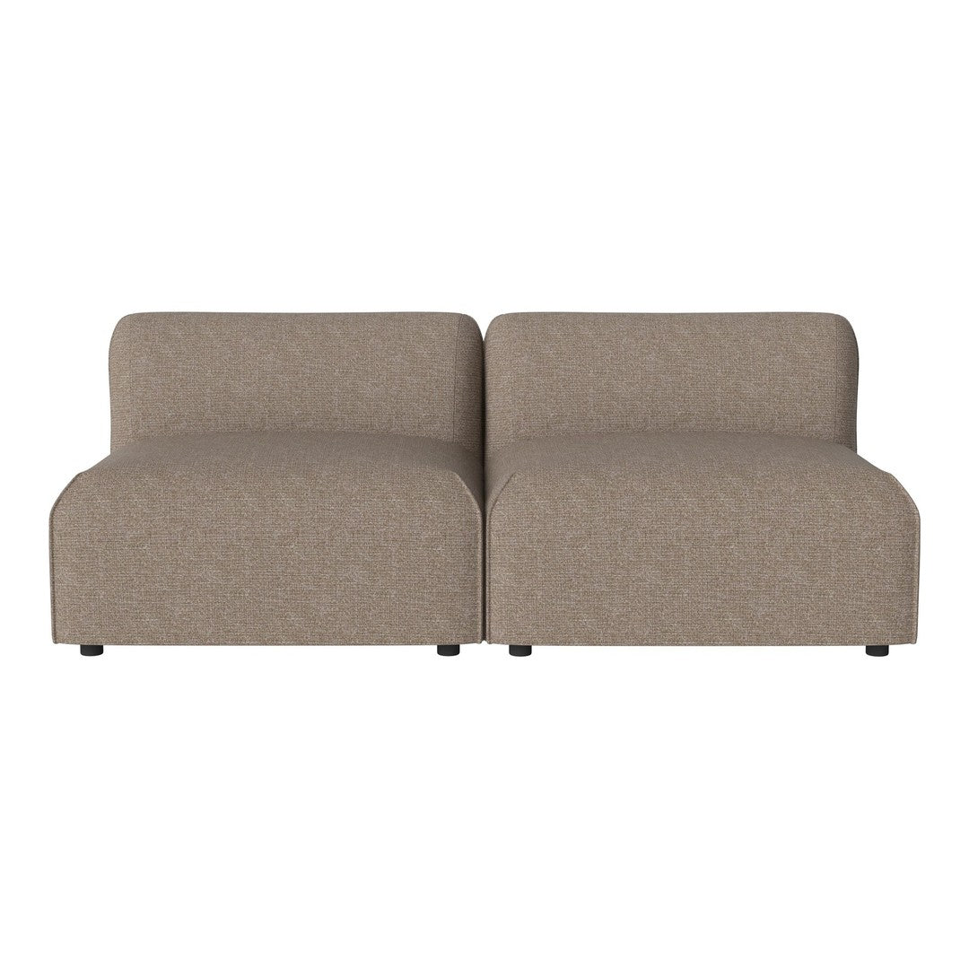 Dual modular sofa in warm taupe fabric with subtle texture and minimalist design, perfect for modern interiors.
