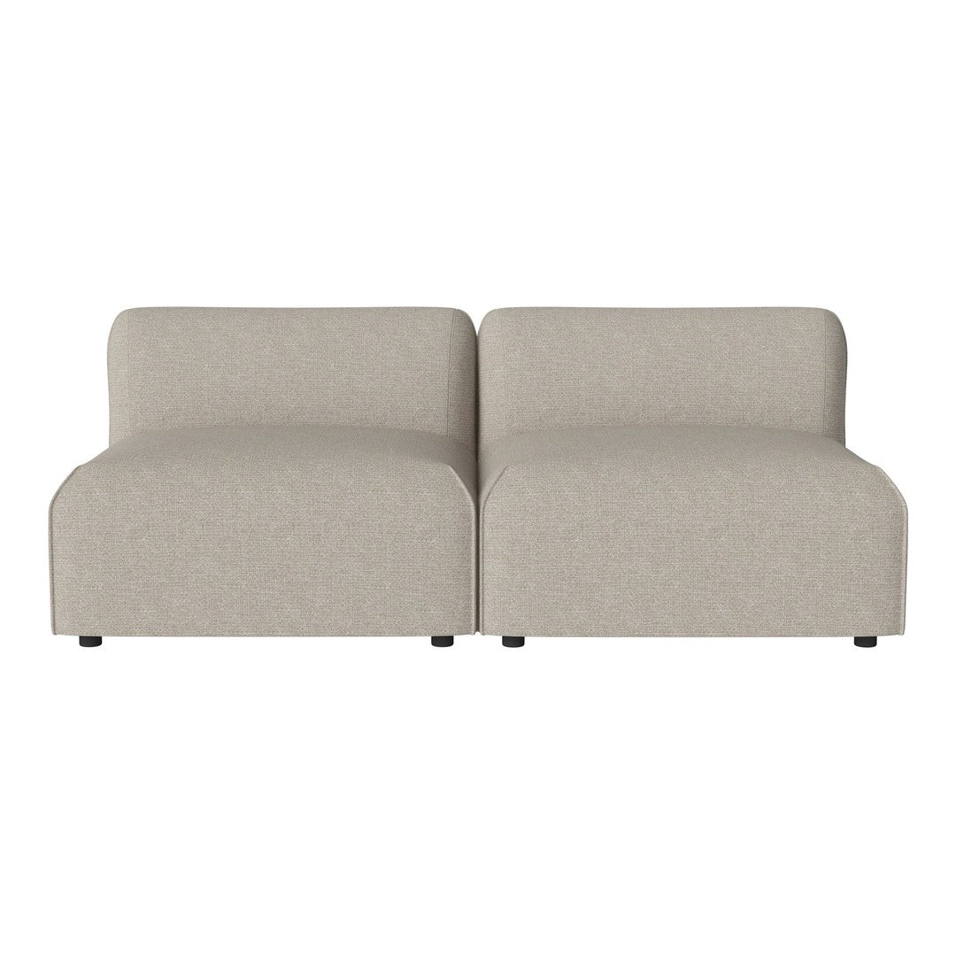 Beige upholstered modular sofa with smooth, minimalist design and subtle texture, perfect for any modern living space.