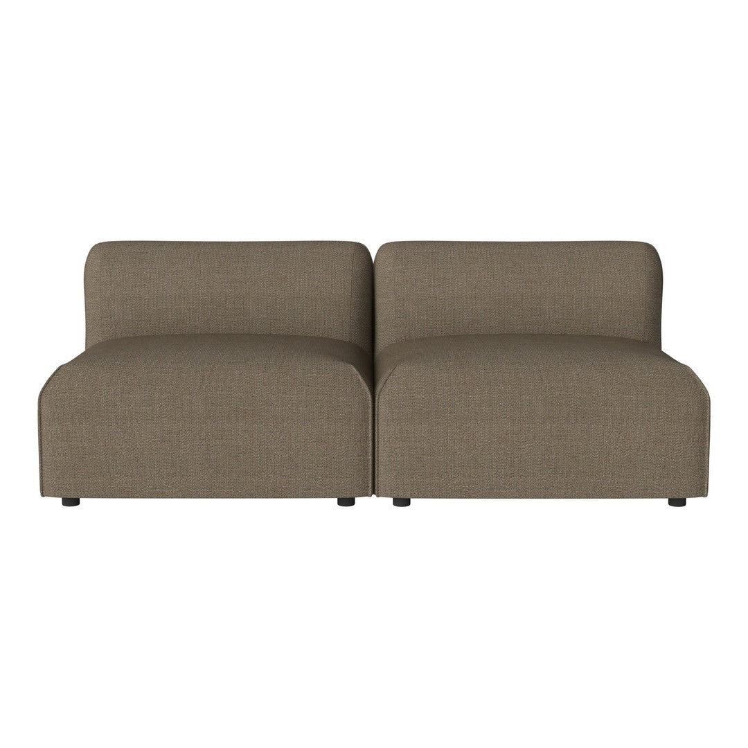 Taupe upholstered modular sofa with a smooth, textured fabric and minimalist design. Perfect for modern living spaces.