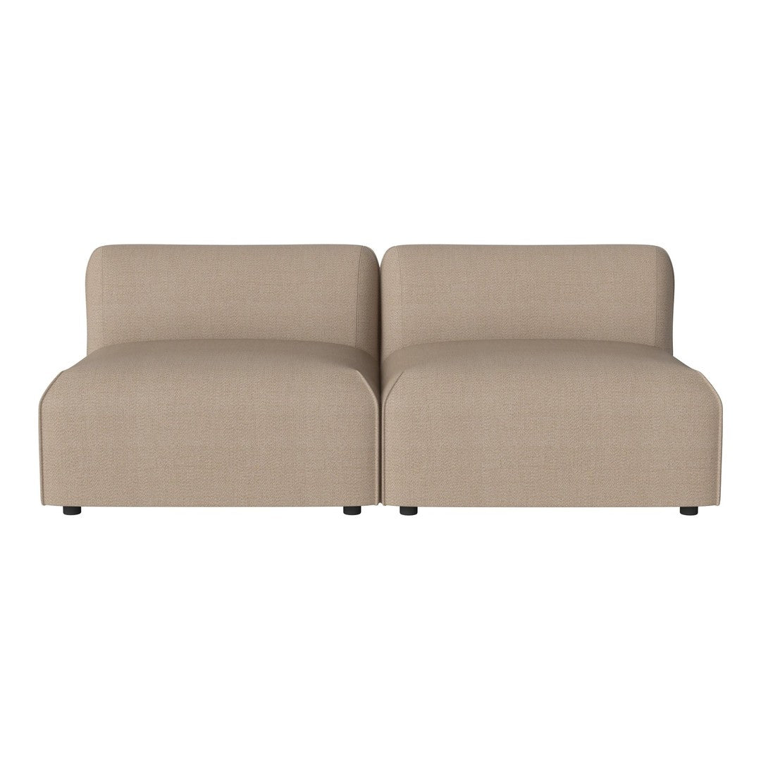 Beige modular sofa with a sleek, minimalist design and smooth, textured fabric. Perfect for modern living spaces.