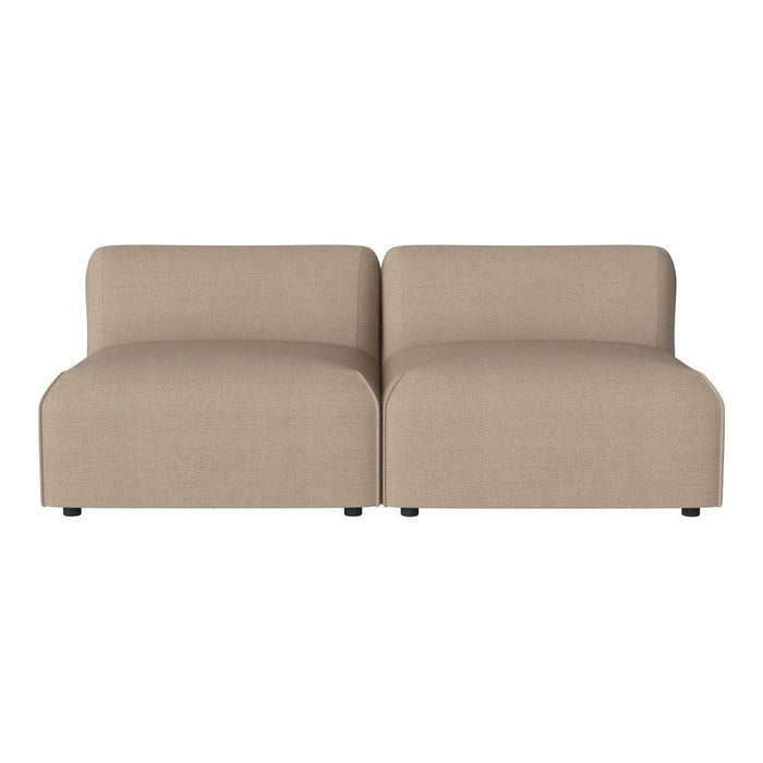 Beige modular sofa with a sleek, minimalist design and smooth, textured fabric. Perfect for modern living spaces.