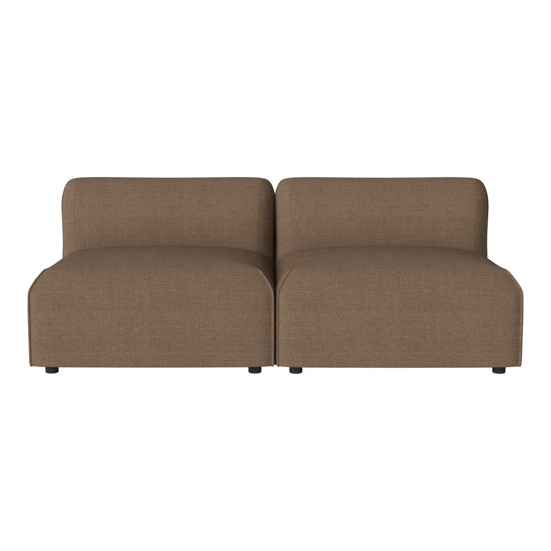Brown two-piece seating with a simple, textured pattern, ideal for modern living spaces.