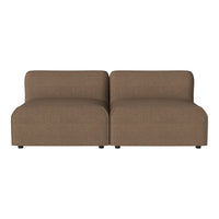 Brown two-piece seating with a simple, textured pattern, ideal for modern living spaces.
