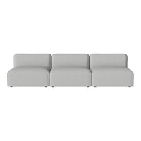 Light gray modular sofa set with simple, modern design and smooth upholstery. Ideal for versatile home decor.