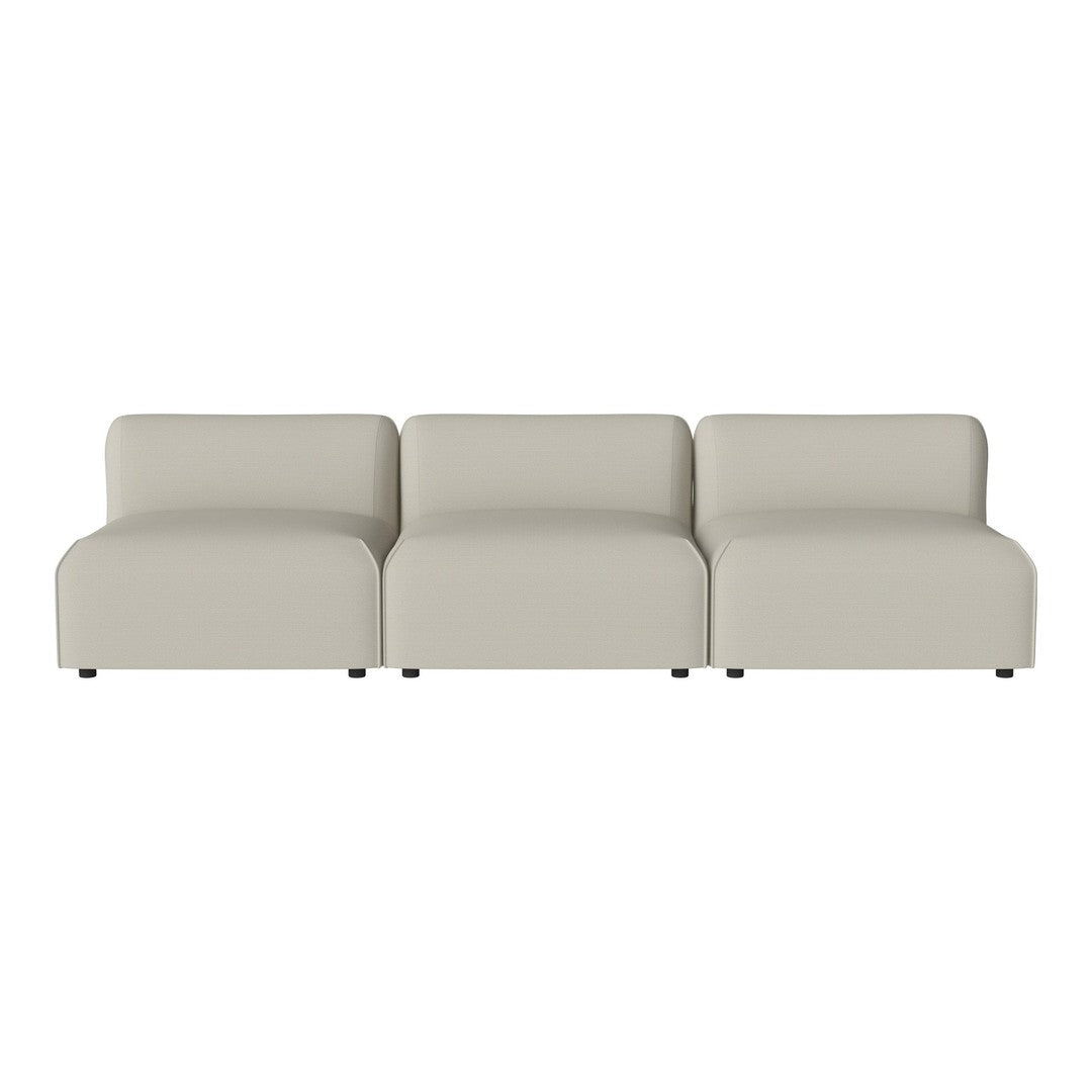 Beige modern sofa with soft, smooth upholstery and minimalist design, perfect for any contemporary living space.