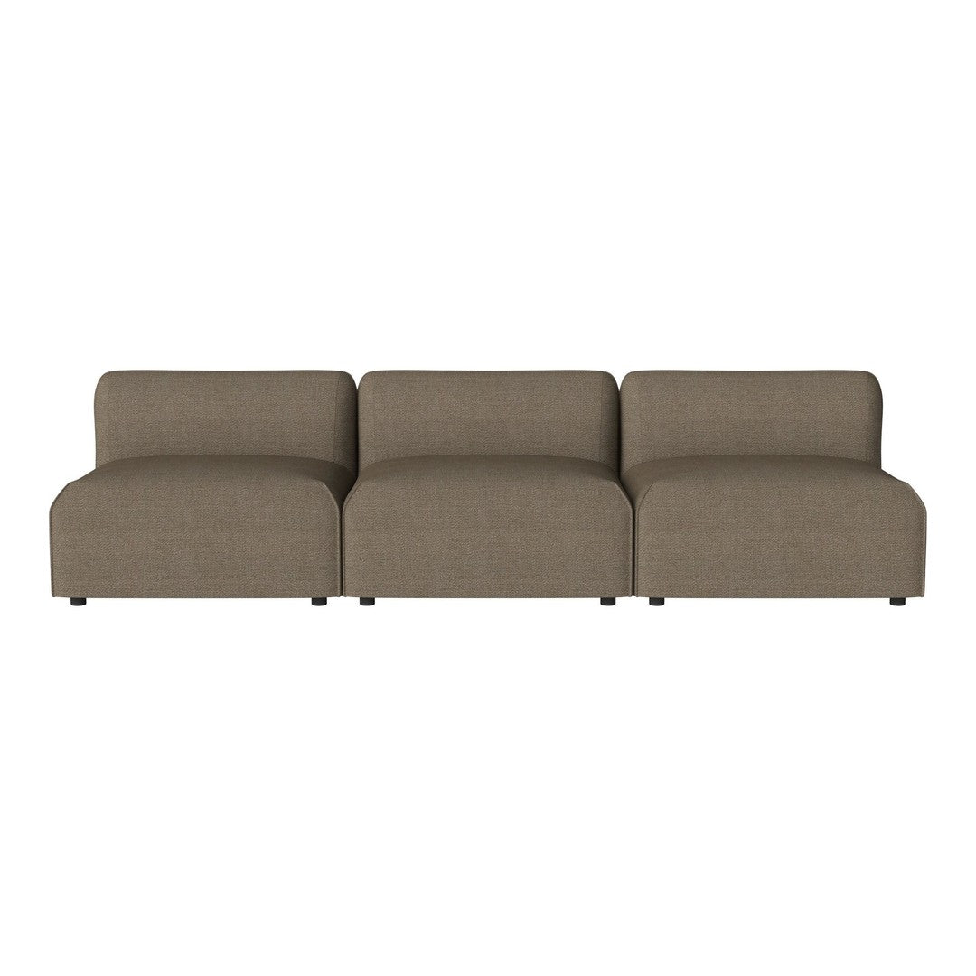 Brown modular sofa with a smooth, solid pattern and modern design. Perfect for contemporary living spaces.
