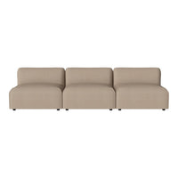 "Beige modular sofa with smooth texture and contemporary design, ideal for modern interior aesthetics."