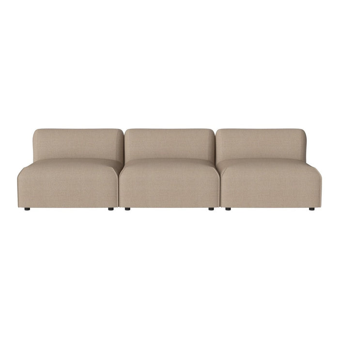 "Beige modular sofa with smooth texture and contemporary design, ideal for modern interior aesthetics."
