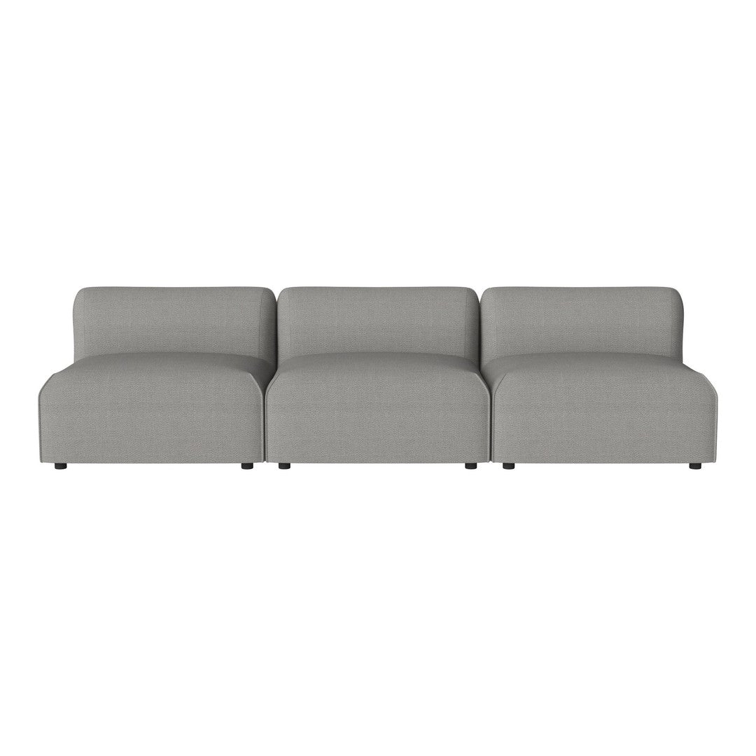 Gray modular sofa with a sleek, minimalist design and subtle texture in the fabric.