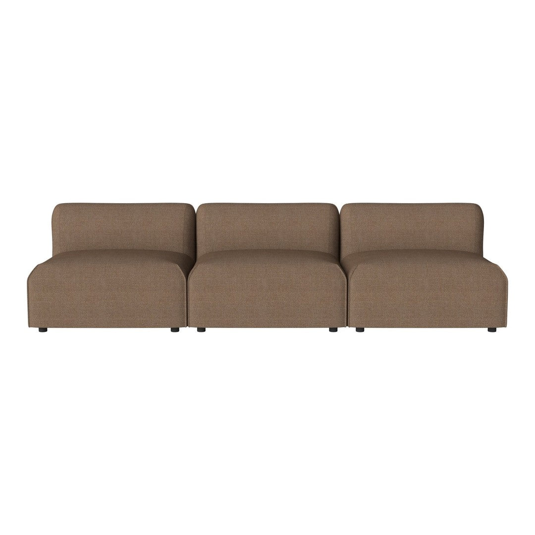 Brown fabric sofa with a smooth, contemporary design and no visible patterns, ideal for modern living spaces.