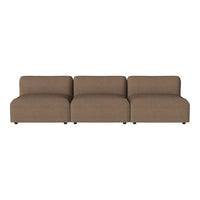 Brown fabric sofa with a smooth, contemporary design and no visible patterns, ideal for modern living spaces.