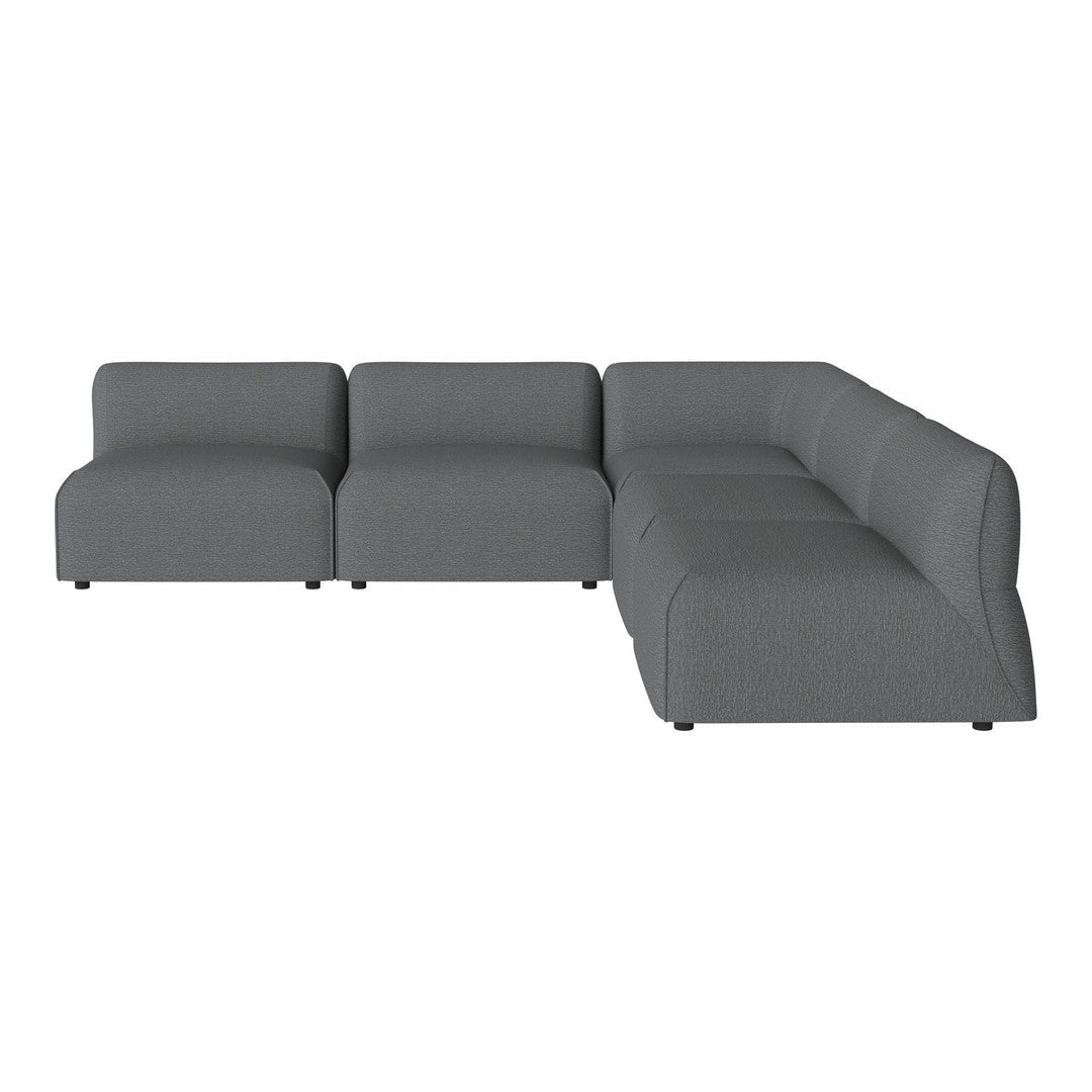 Modern gray modular sofa with smooth upholstery and minimalist design, perfect for contemporary spaces.
