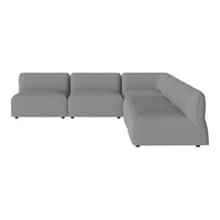 Light gray modular sectional sofa with smooth, modern upholstery and minimalistic design. Perfect for contemporary decor.