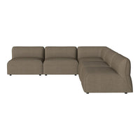 Brown sectional sofa with a textured, contemporary pattern and smooth lines, perfect for modern living spaces.