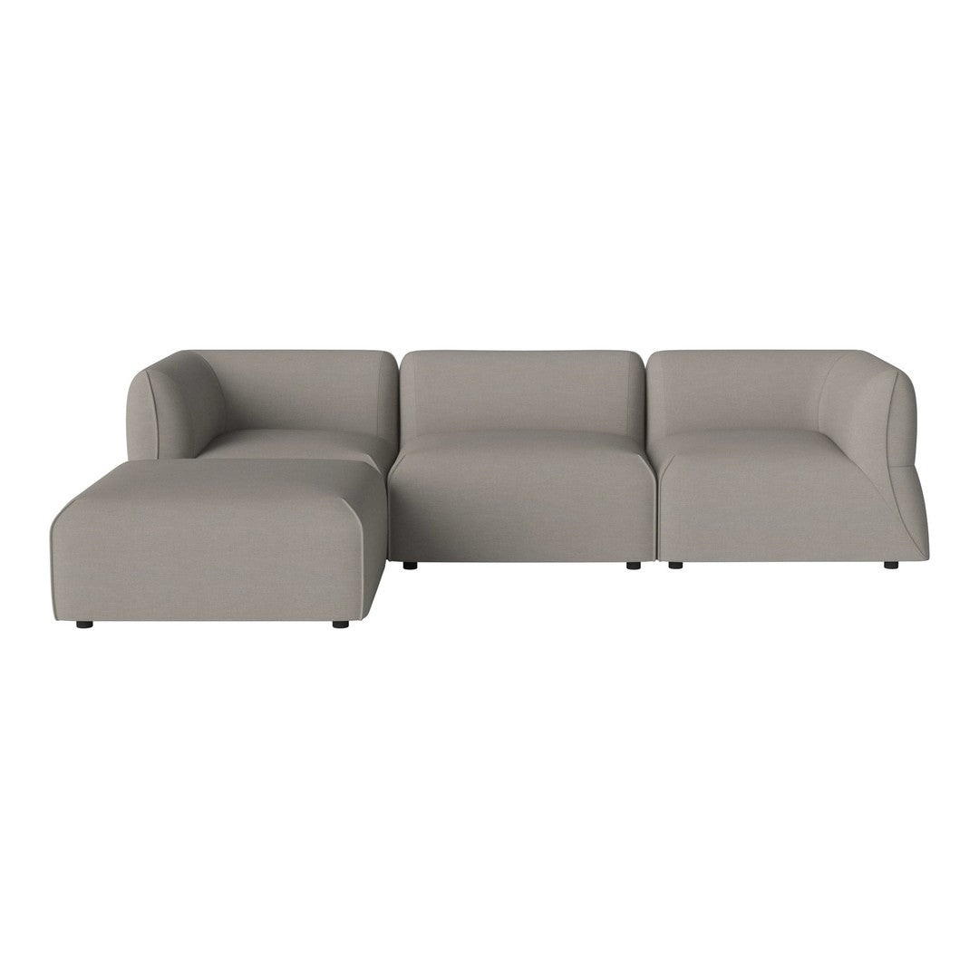 Modern light gray sofa sectional with sleek, smooth fabric and contemporary design, perfect for minimalist decor.
