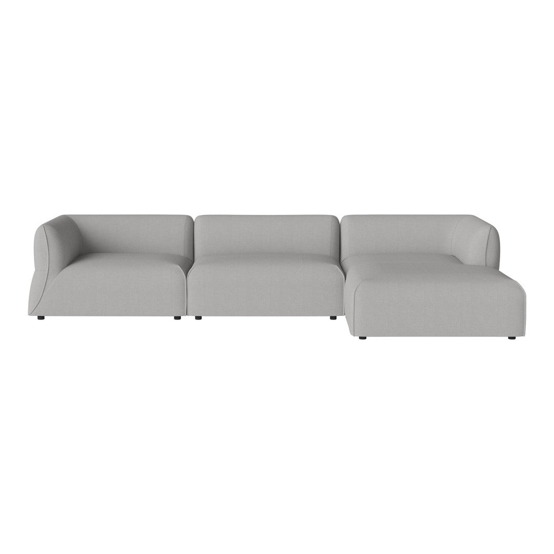 Light gray sectional sofa with smooth, minimalist design and no visible patterns. Perfect for modern interiors.