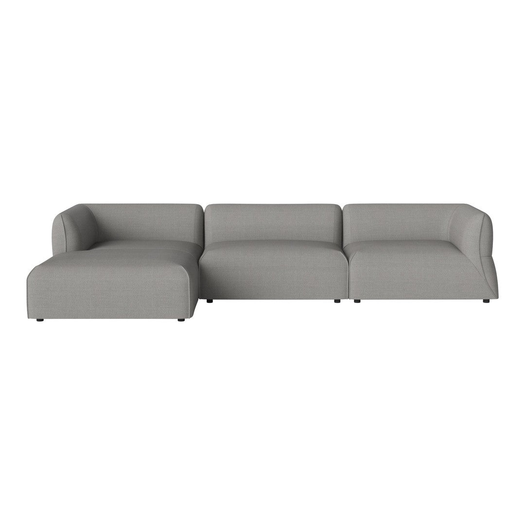 Modern gray sectional sofa with smooth upholstery and minimalist design, perfect for contemporary living spaces.