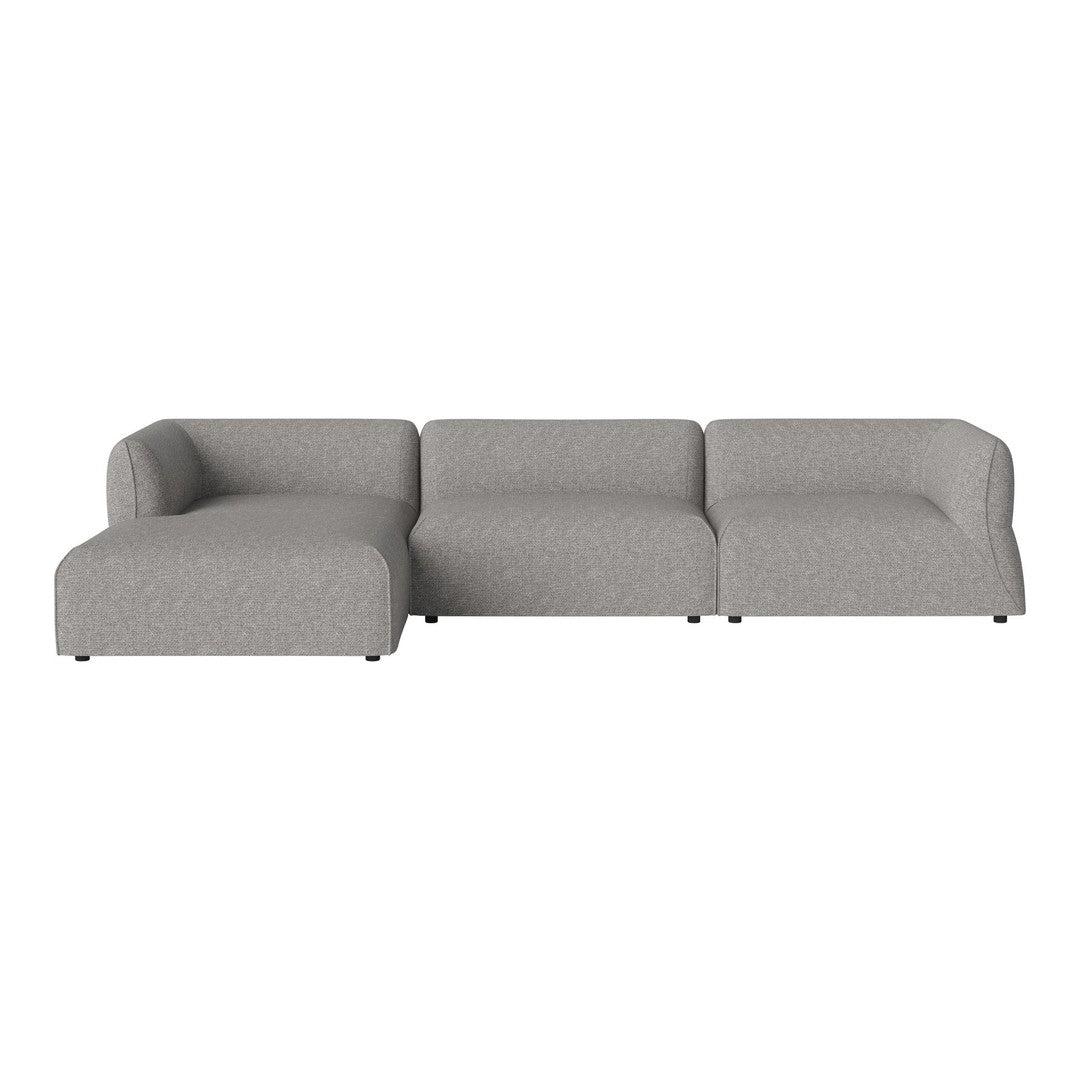 Light gray modular sofa with a smooth texture and subtle pattern, perfect for modern living spaces.